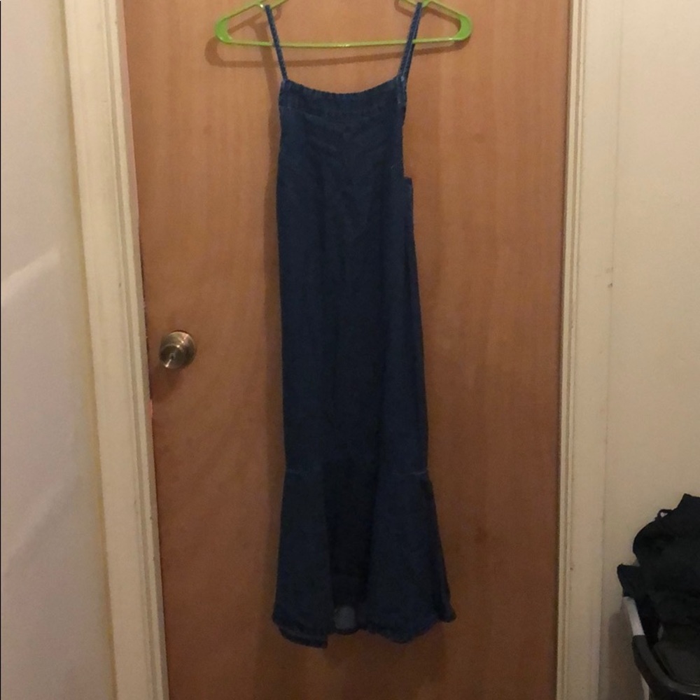 Denim tie back strappy dress